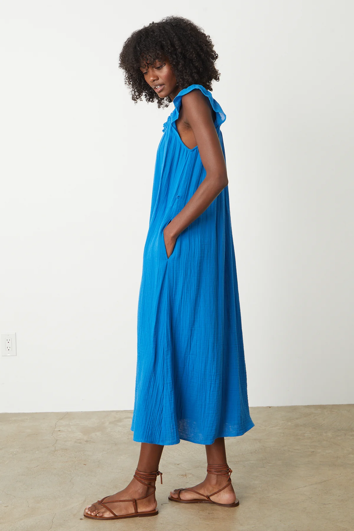 JUSTINE COTTON GAUZE MIDI DRESS - Image 3