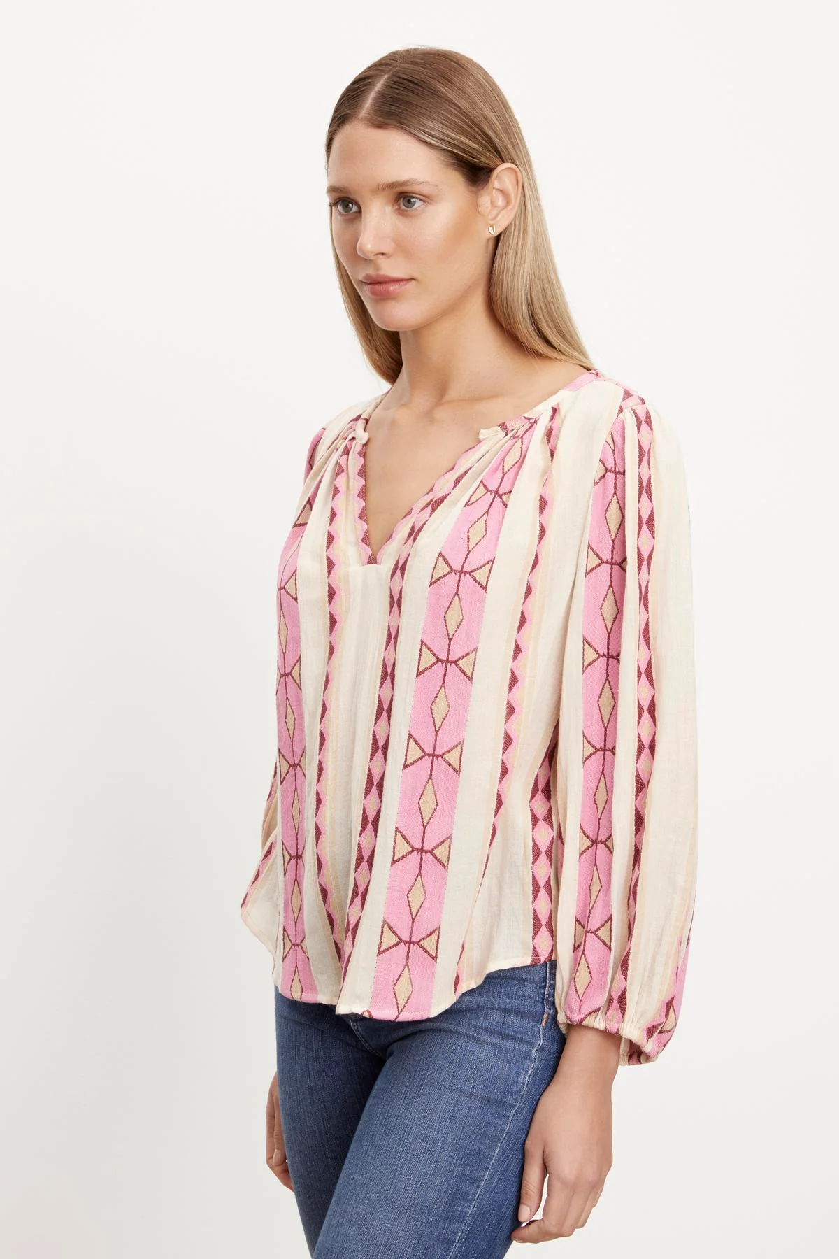NANNI JACQUARD V-NECK BLOUSE - Image 2